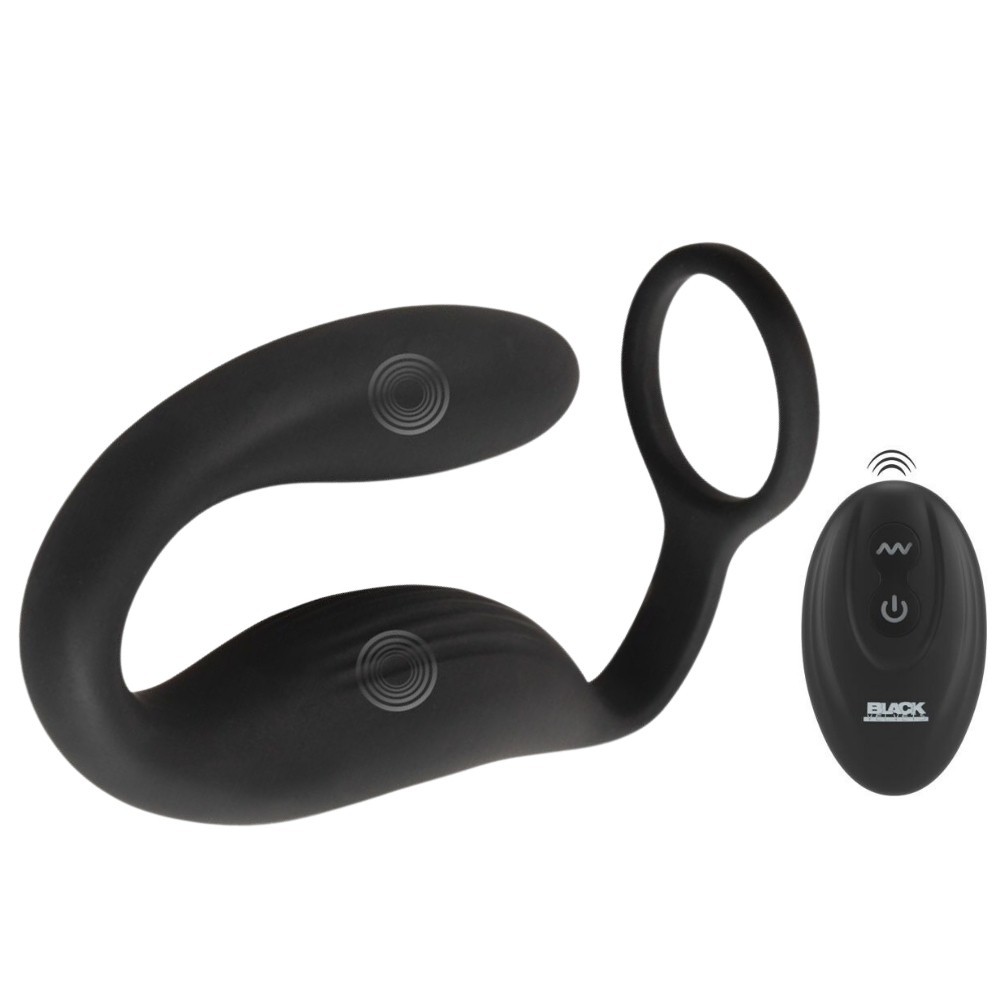 Black Velvets Cock Ring With Remote Control Butt Plug Penis Halkası ve Anal Plug