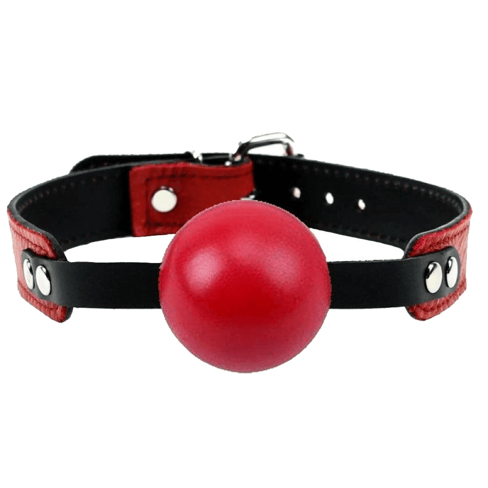 bAŞKa Fetish Fantasy Series Gag Ball Luxury Mouth Deri Ağız Topu-Kırmızı