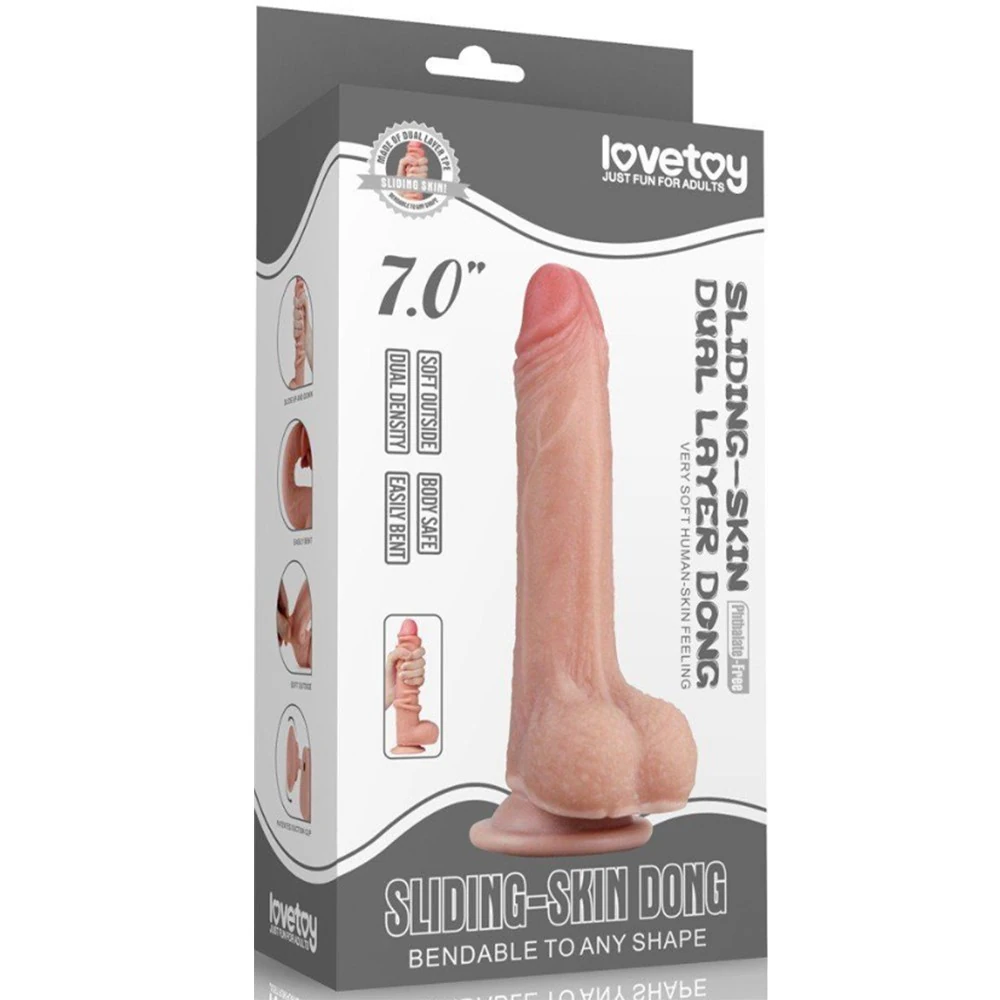 Lovetoy Sliding-Skin Dual Layered Dildo Deri Penetrasyon 18 cm Realistik Penis LV317001