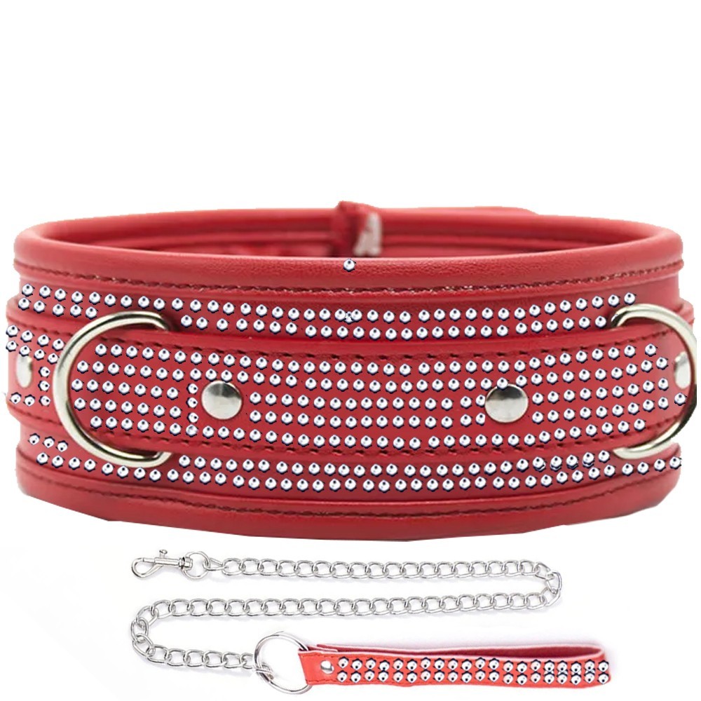 bAŞKa Fetish Fantasy Series Diamond Collar Taşlı Fetiş Tasma-Kırmızı