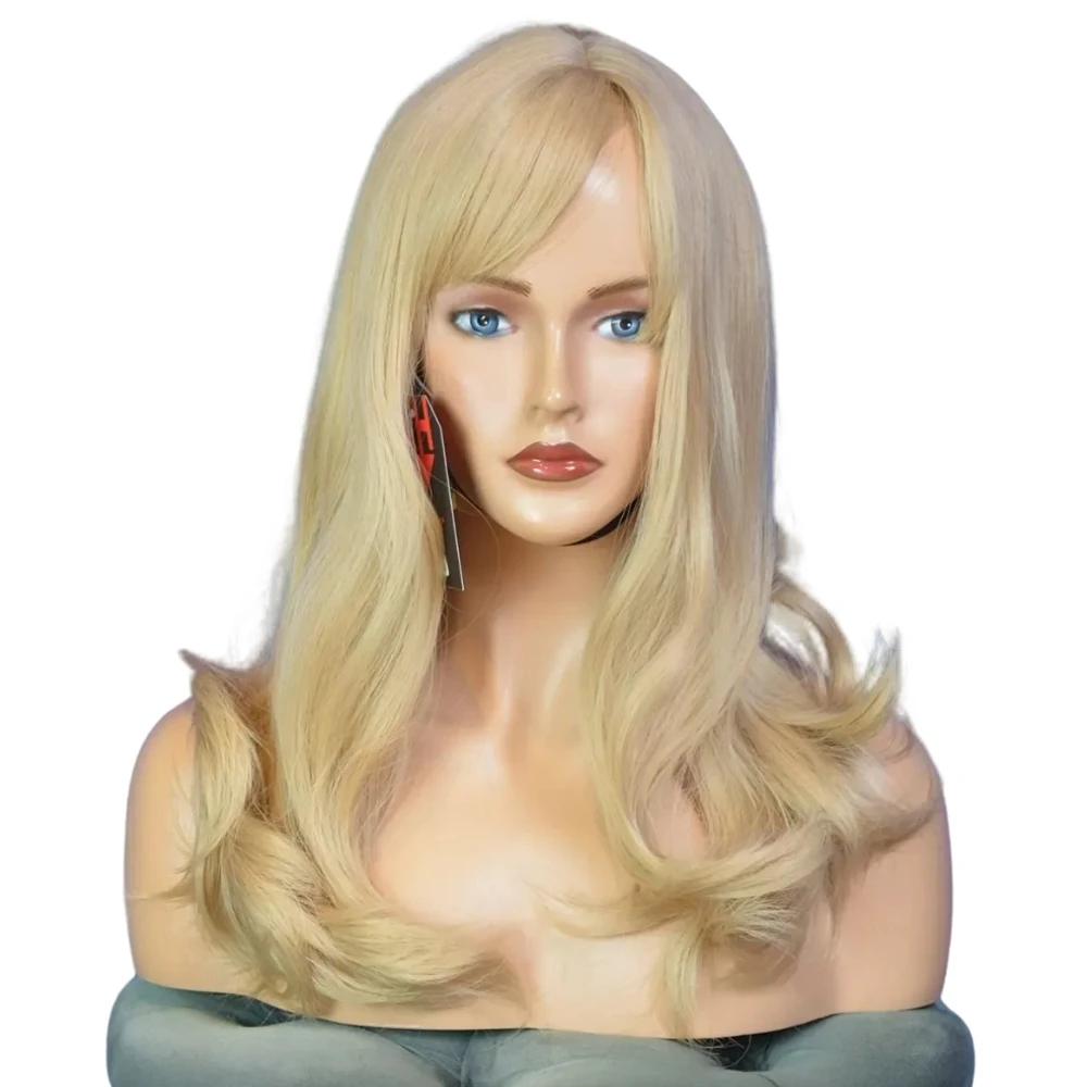 Başka Toupee Hair Kanekalon Fiber Bebek Sarısı Orta Boy Perçemli Peruk