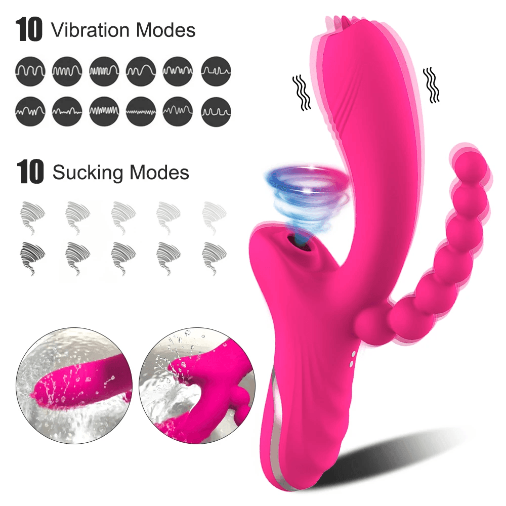 bAŞKa Sex Toys 3D Stimülasyon 3'in 1 Emme ve Dil Hareketli Vibratör