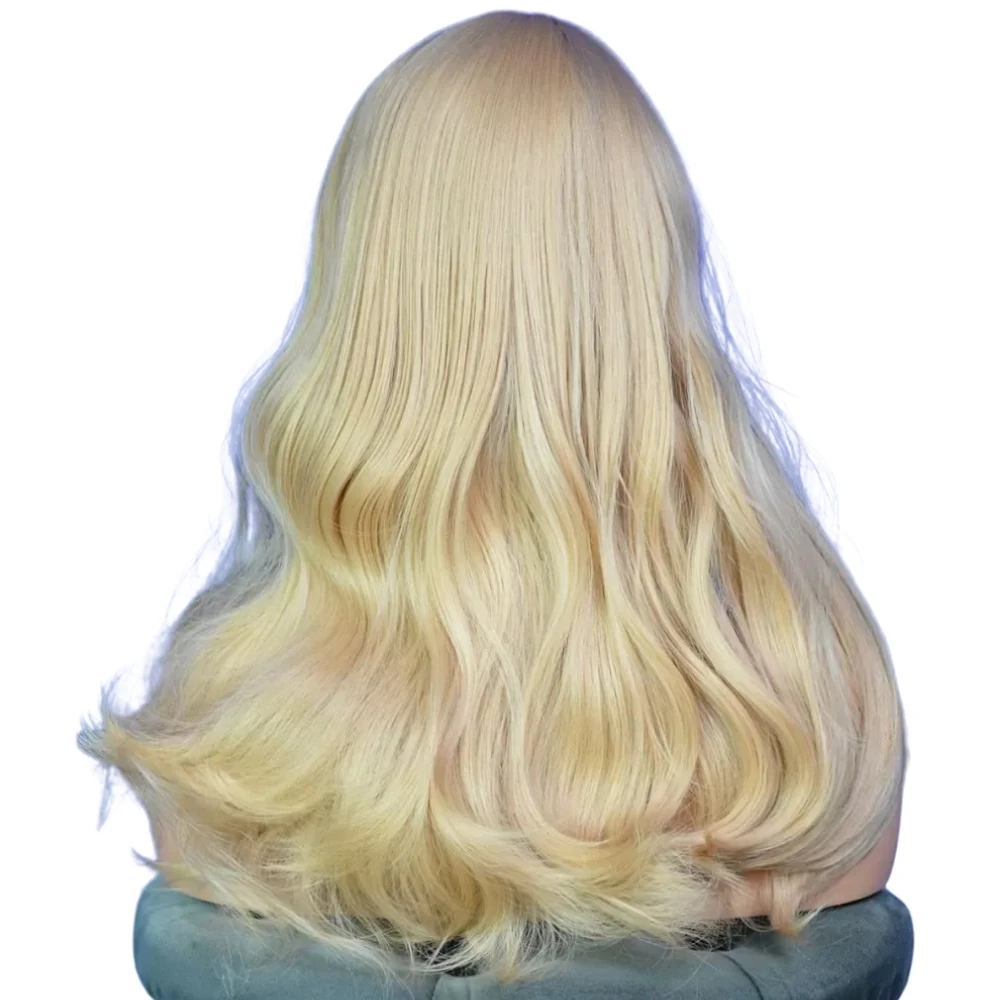 Başka Toupee Hair Kanekalon Fiber Bebek Sarısı Orta Boy Perçemli Peruk