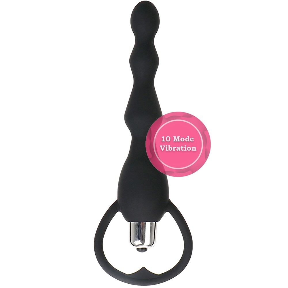 bAŞKa Anal Fantasy Beaded 10 Mod Boncuk Anal Vibratör-Black