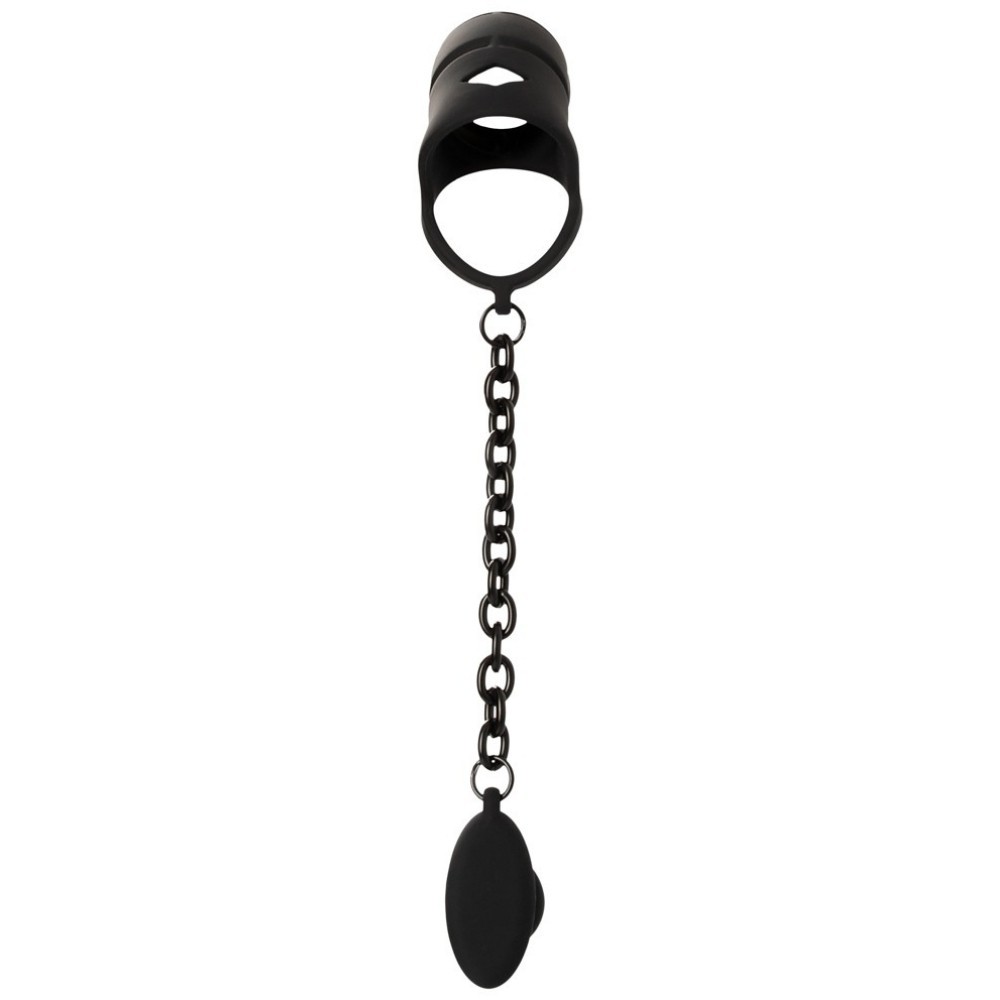 Black Velvets Cock Cage With Butt Anal Plug ve Penis Kilidi