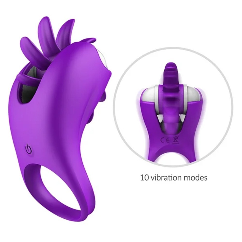 bAŞKa Licking Cock Ring  Dönebilen Dil Hareketli Penis Halkası-Purple