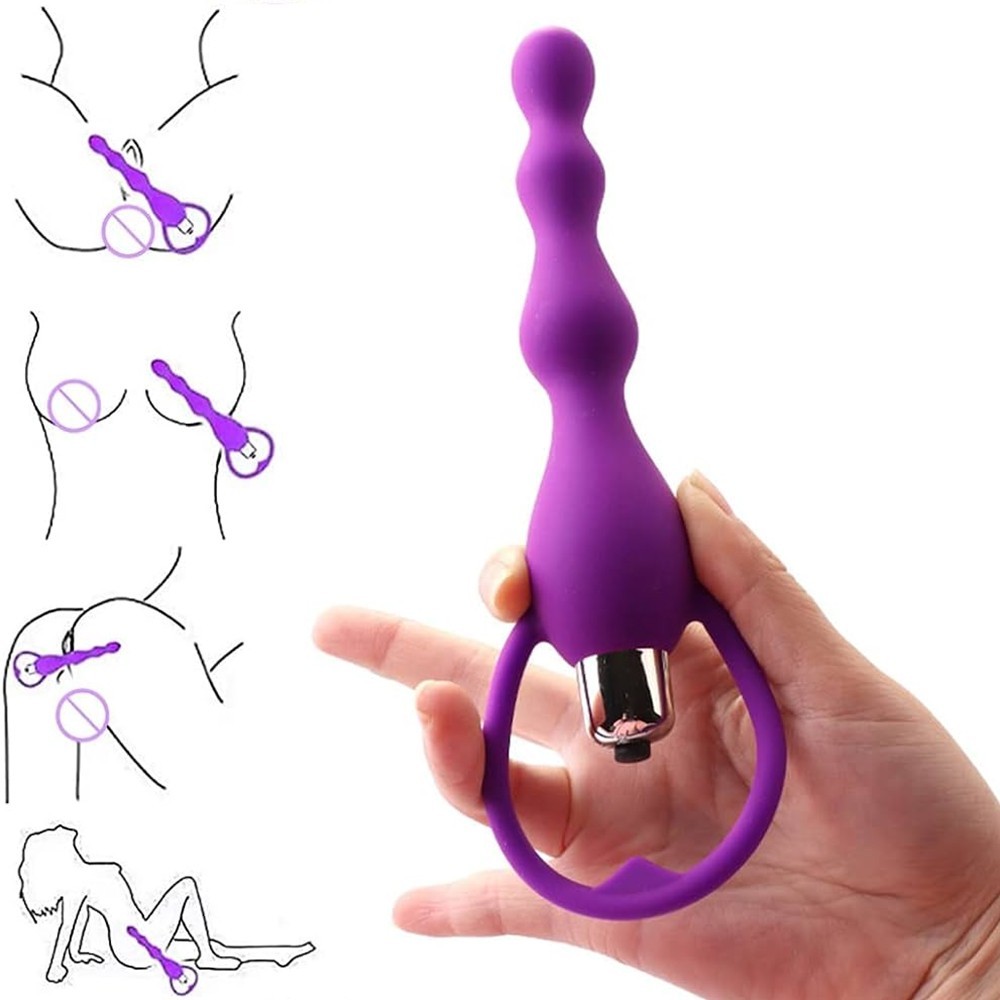 bAŞKa Anal Fantasy Beaded Tek Mod Boncuk Anal Vibratör-Purple