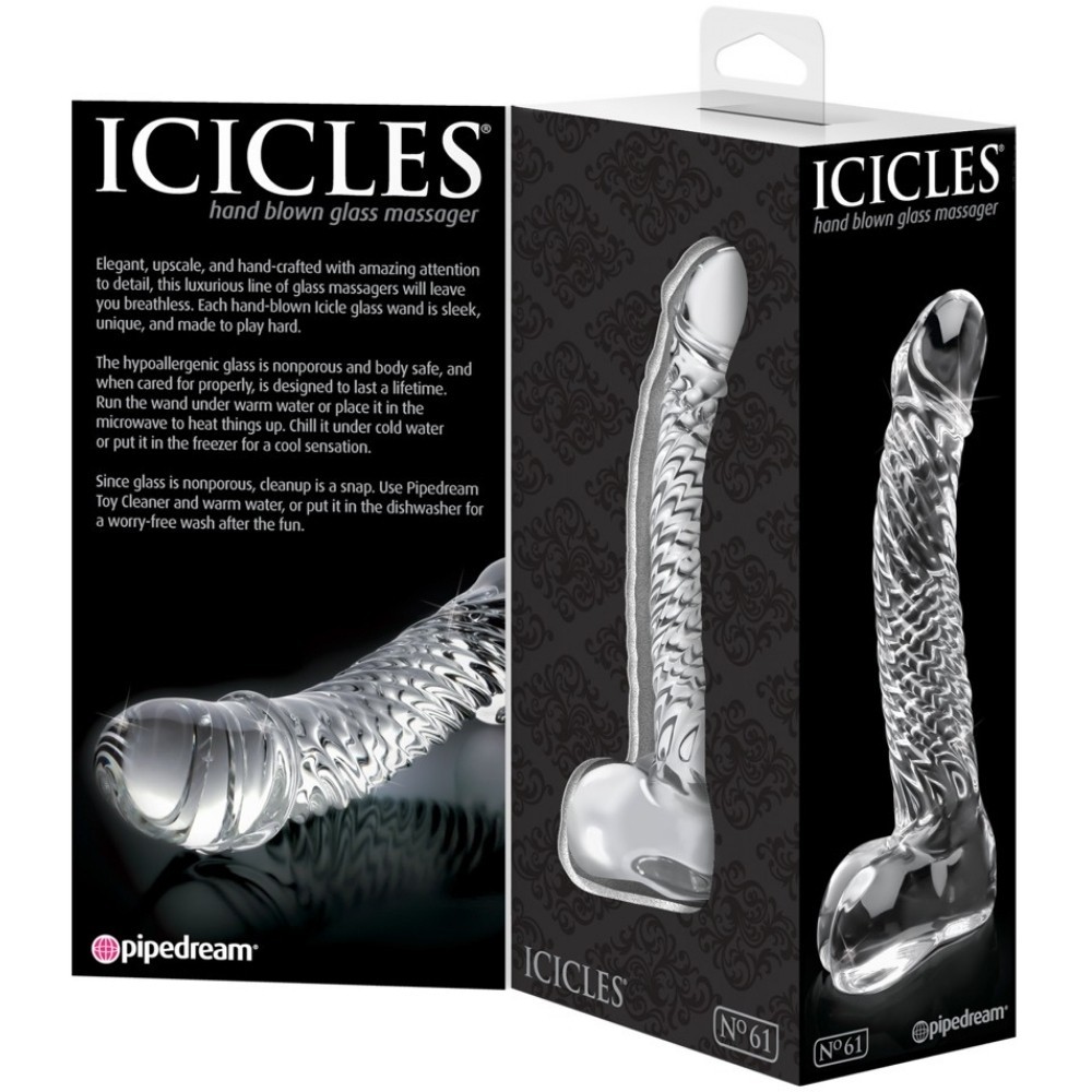 Pipedream İcicles No. 61 Hand Blown Glass Massager Cam Dildo