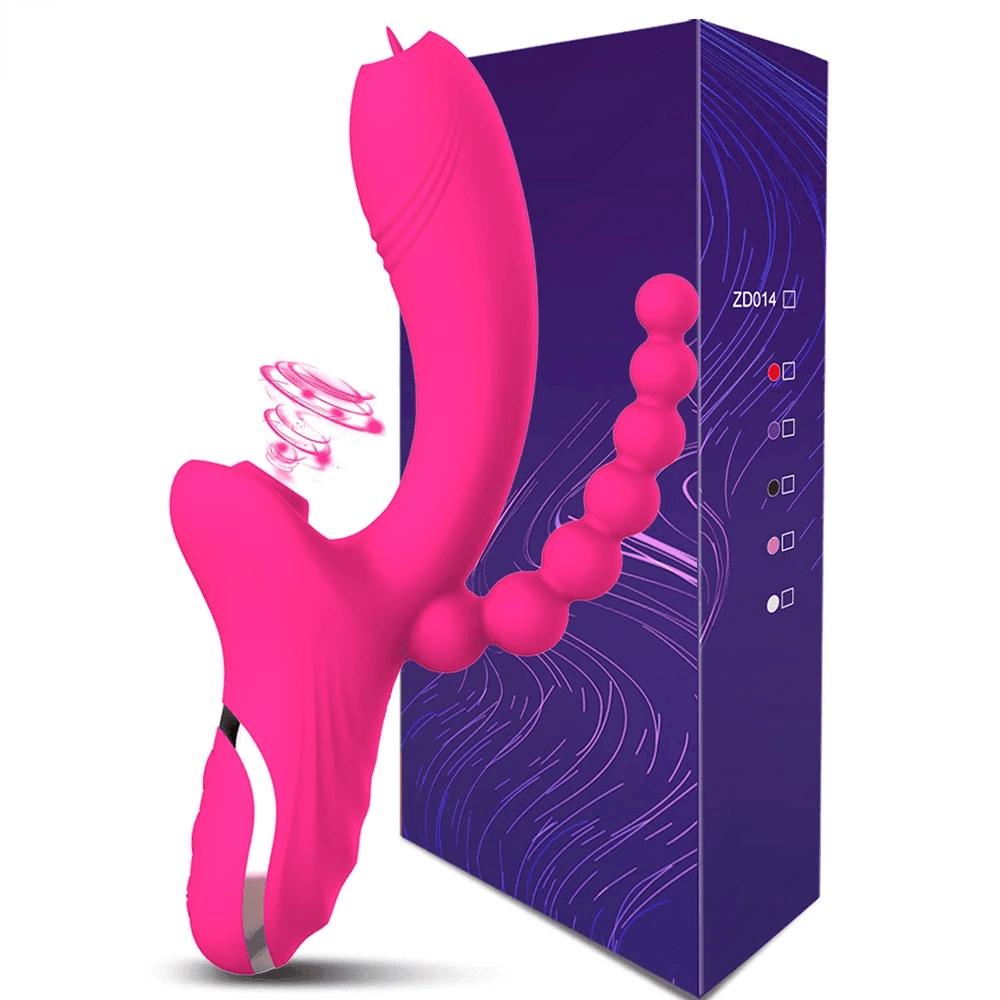 bAŞKa Sex Toys 3D Stimülasyon 3'in 1 Emme ve Dil Hareketli Vibratör