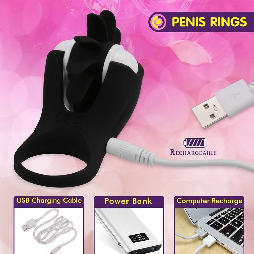 bAŞKa Licking Cock Ring  Dönebilen Dil Hareketli Penis Halkası-Black