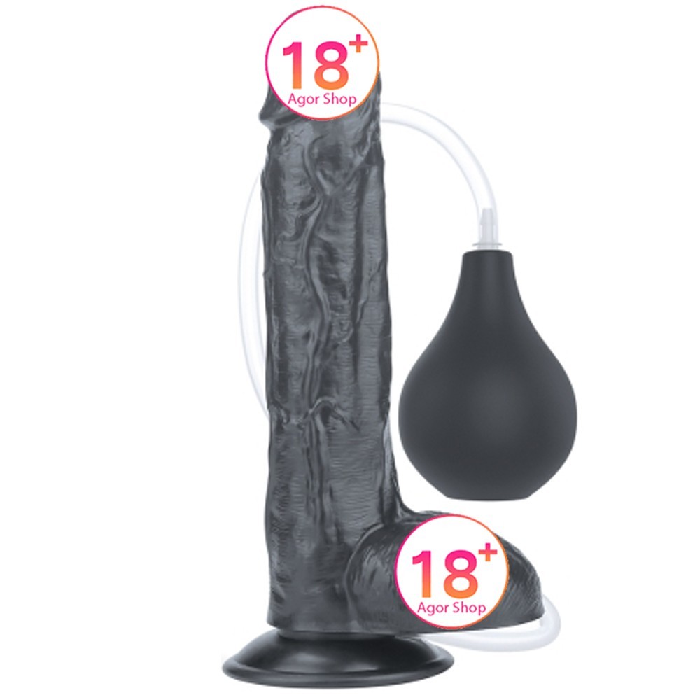 Lovetoy Squirt Extreme Dildo Black 25 Cm Boşalabilir Realistik Penis LV116025