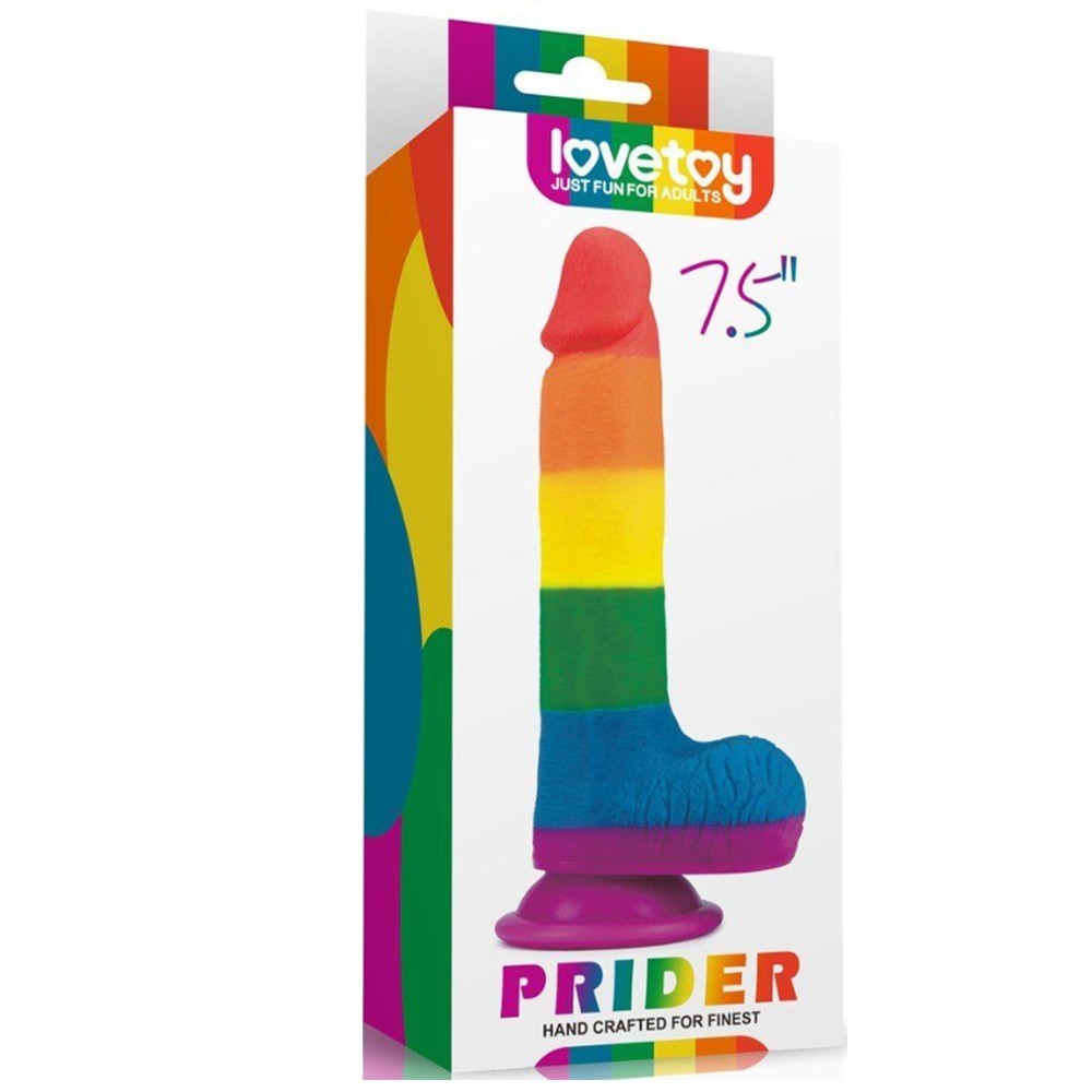 Lovetoy Prider Dildo 19.5 cm Renkli Soft Doku Realistik Penis LV410026