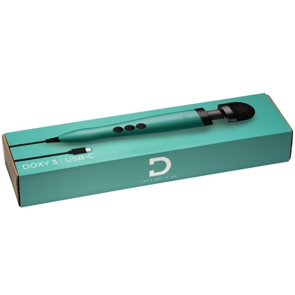 Doxy 3 Stylish Massage Wand USB-C Rechargeable Masaj Wand Vibratör Turquoise