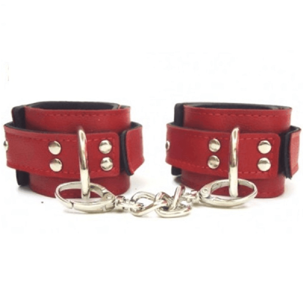 bAŞKa Fetish Fantasy Series Leather Cuffs Kırmızı Deri Fetiş Kelepçe