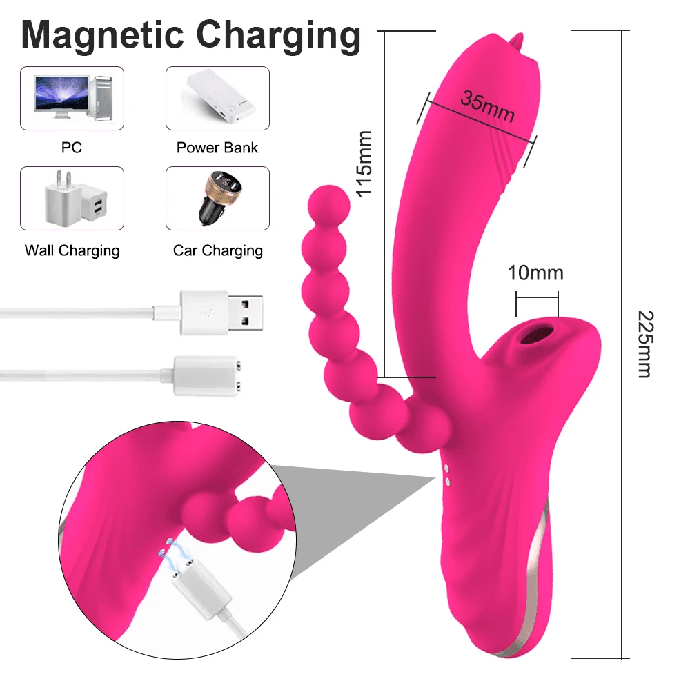 bAŞKa Sex Toys 3D Stimülasyon 3'in 1 Emme ve Dil Hareketli Vibratör