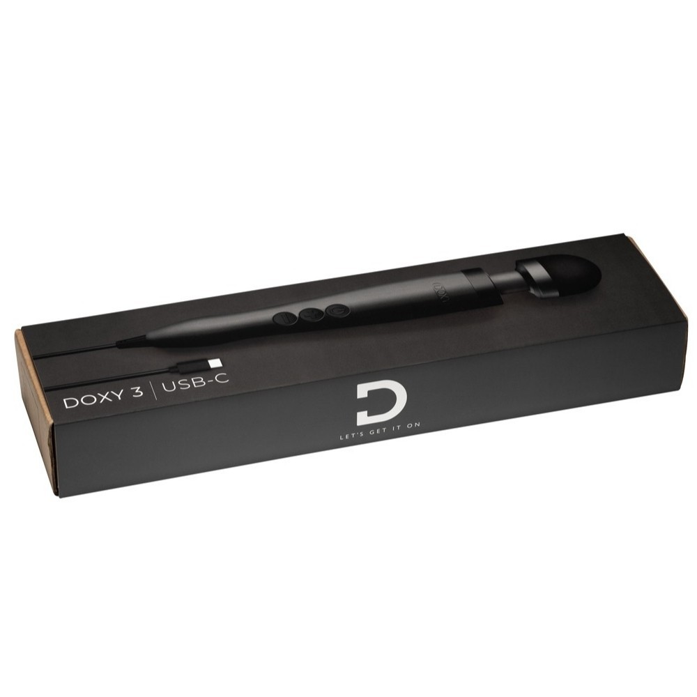 Doxy 3 Stylish Massage Wand USB-C Rechargeable Masaj Wand Vibratör Black