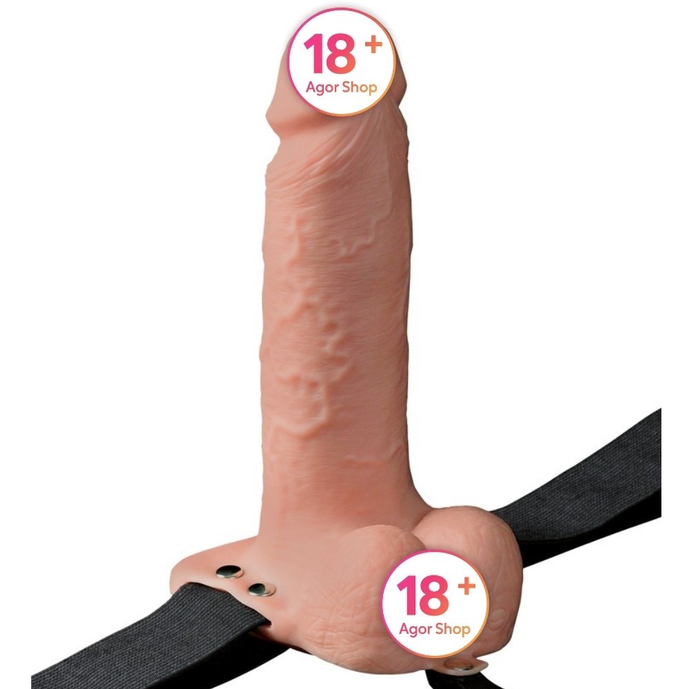 Pipedream Fetish Fantasy Series 7 Inch Hollow Rechargeable Strap-On with Balls