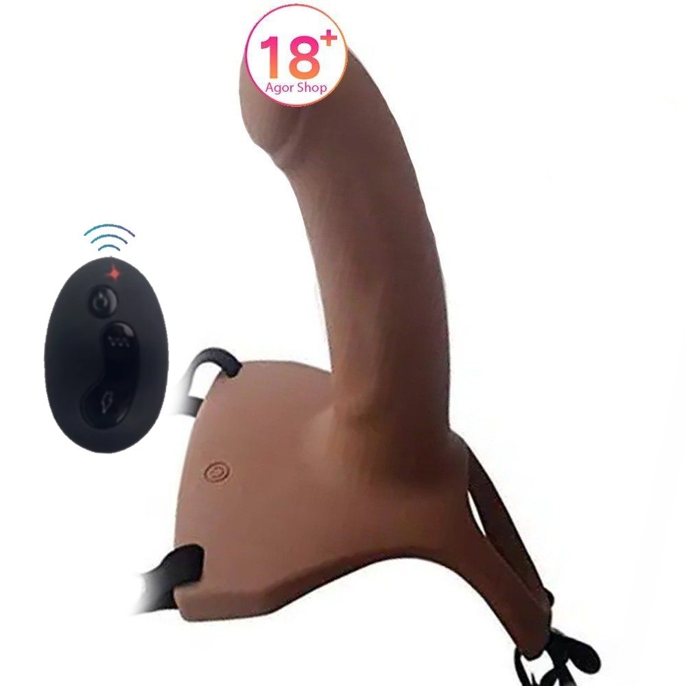 Aphrodisia Hollow Strap-On 17 cm İçi Boş Titreşimli Kemerli Penis-Melez