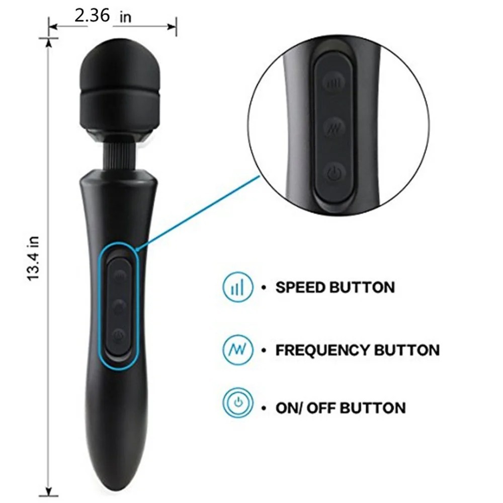 bAŞKa Magic Wand Double Massager Black Şarjlı Masaj Wand Vibratör
