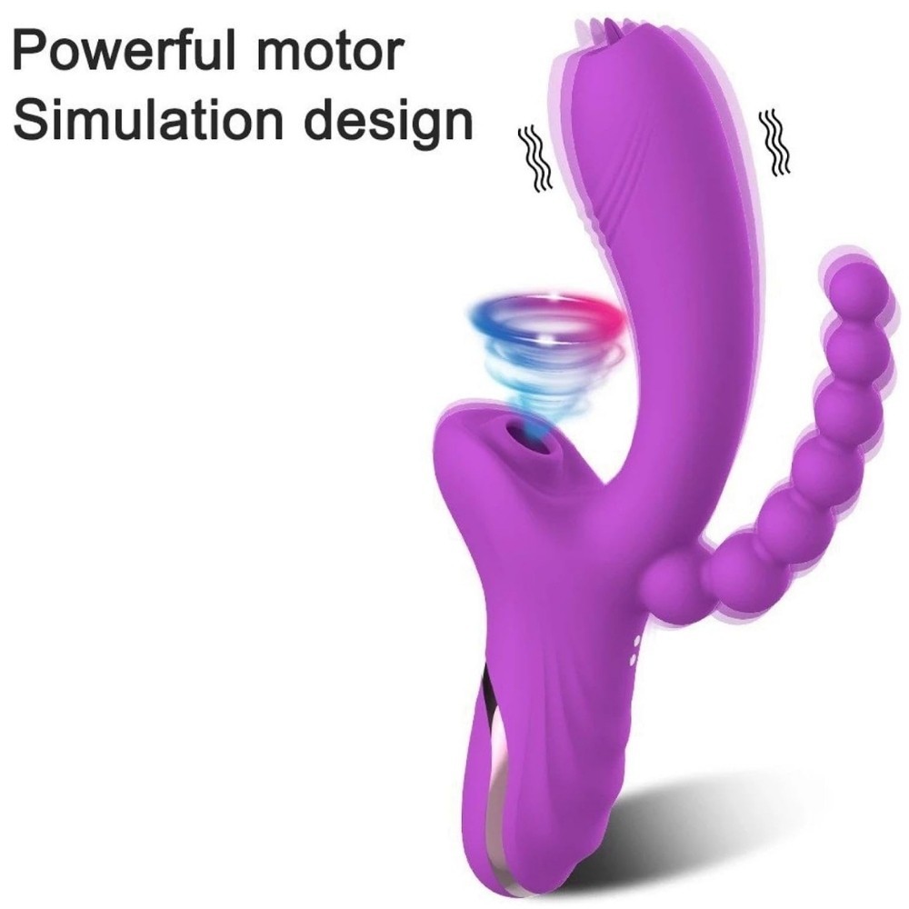 bAŞKa Sex Toys 3D Stimülasyon 3'in 1 Emme ve Dil Hareketli Vibratör