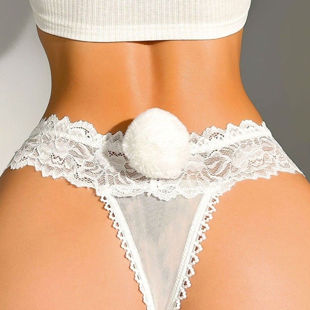 bAŞKa Night Fantasy Wear Beyaz Ponponlu Seksi Külot