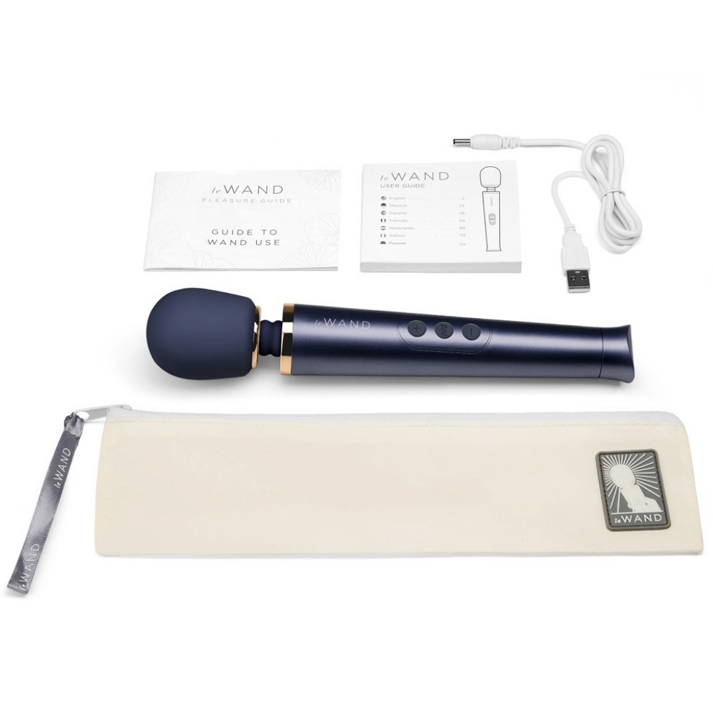 Le Wand Petite Rechargeable Vibrating Body Massager Masaj Wand Vibratör Navy