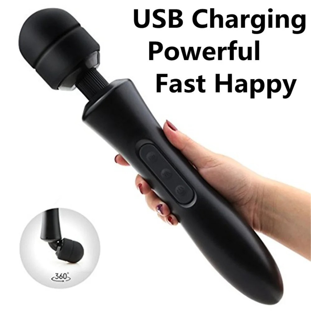 bAŞKa Magic Wand Double Massager Black Şarjlı Masaj Wand Vibratör