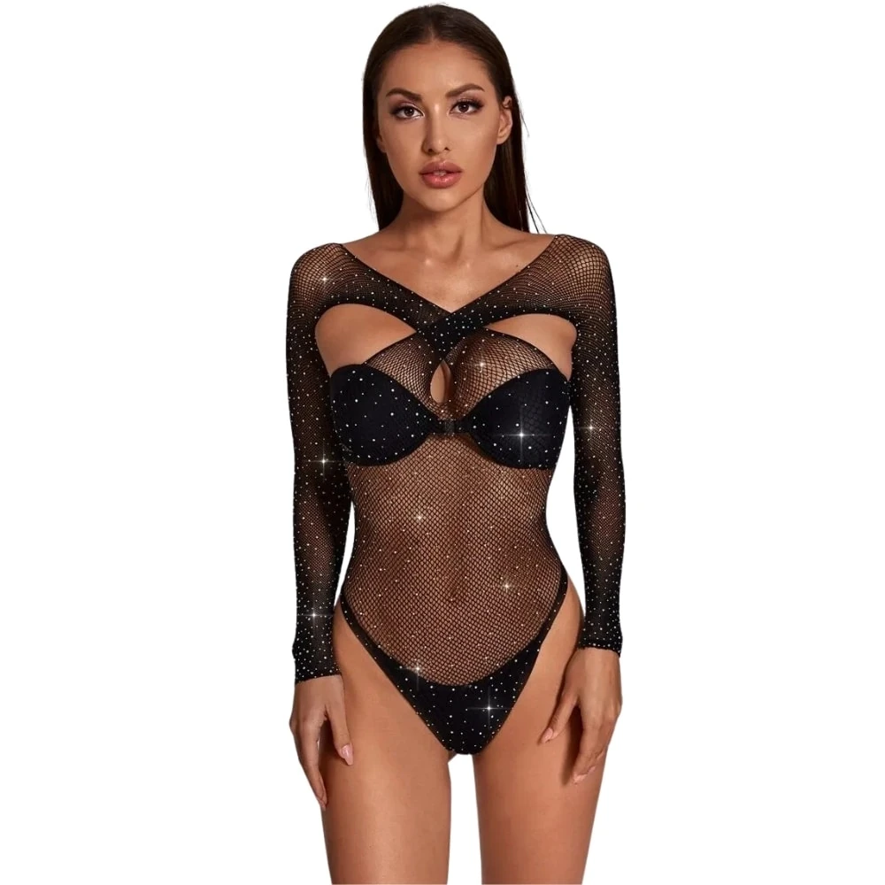 Başka Erotica Wear Taş İşlemeli Seksi Vücut Çorabı