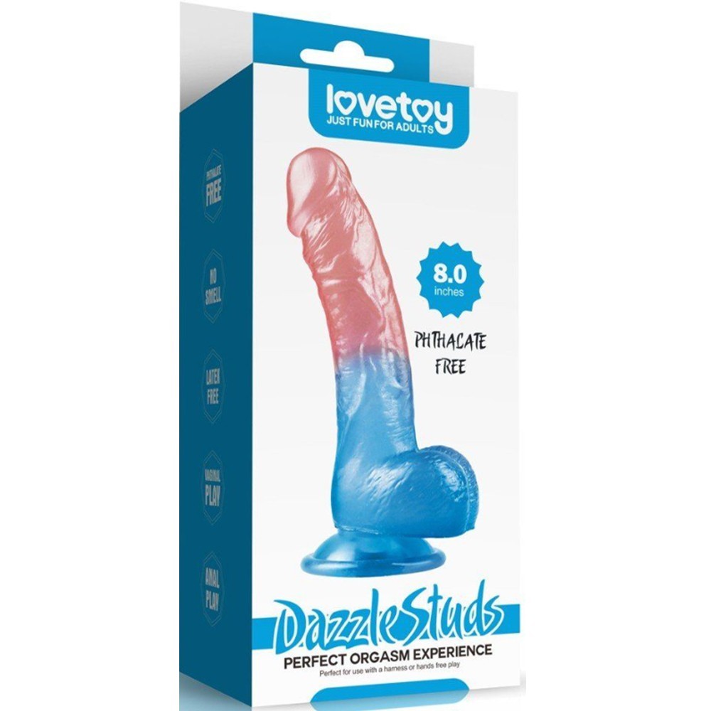 Lovetoy Dazzle Studs Jel Dildo 20 cm Eğik Realistik Realistik Penis LV318013