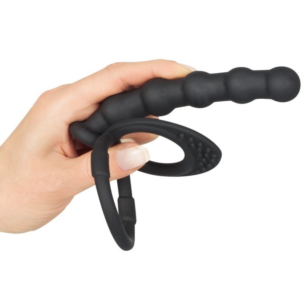 Black Velvets Cock Ball Ring Penis Halkası ve Anal Dildo
