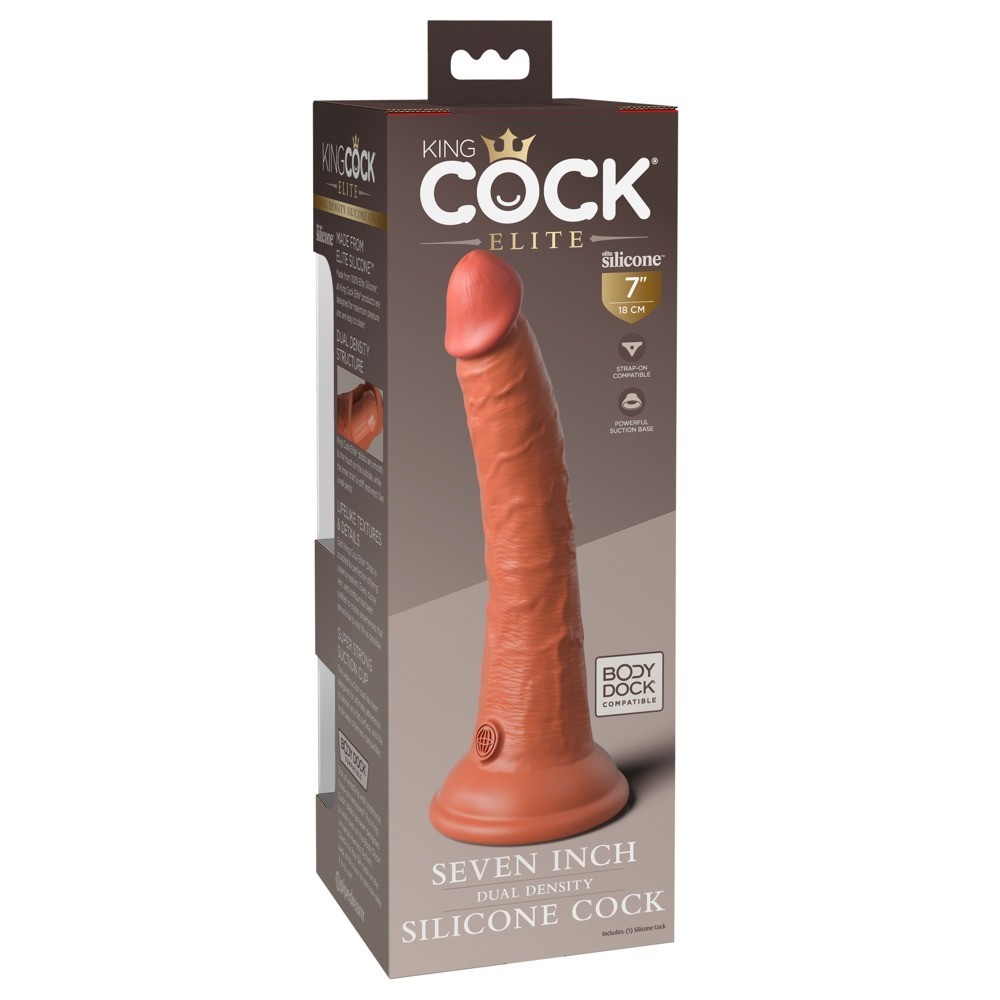 Pipedream King Cock Elite 7 İnch Dual Density Silicone Cock Realistik Penis-Brown