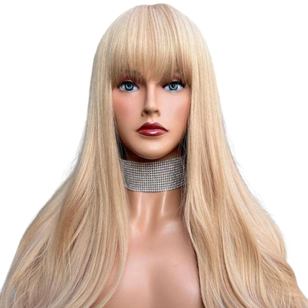 Başka Toupee Hair Kanekalon Fiber Orta Boy Bebek Sarısı Uzun Perçemli Peruk