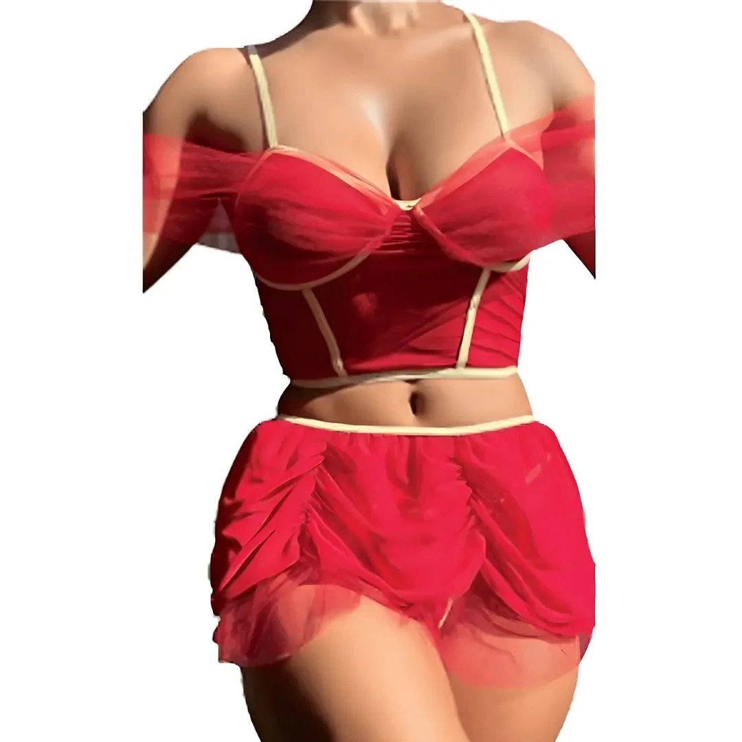 bAŞKa Fantasy Wear Kırmızı Tül Detaylı Gecelik