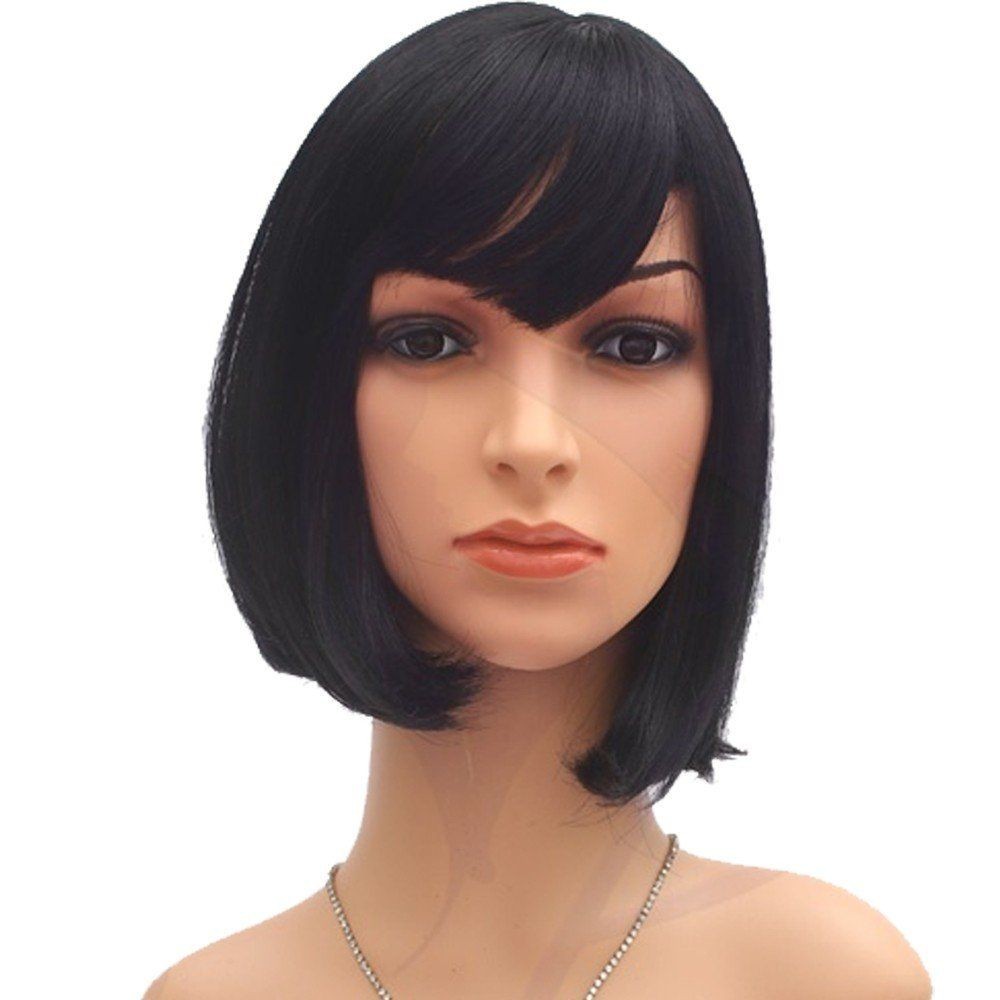 bAŞKa Toupee Hair Kanekalon Fiber Sentetik Peruk İpek Saç-Siyah