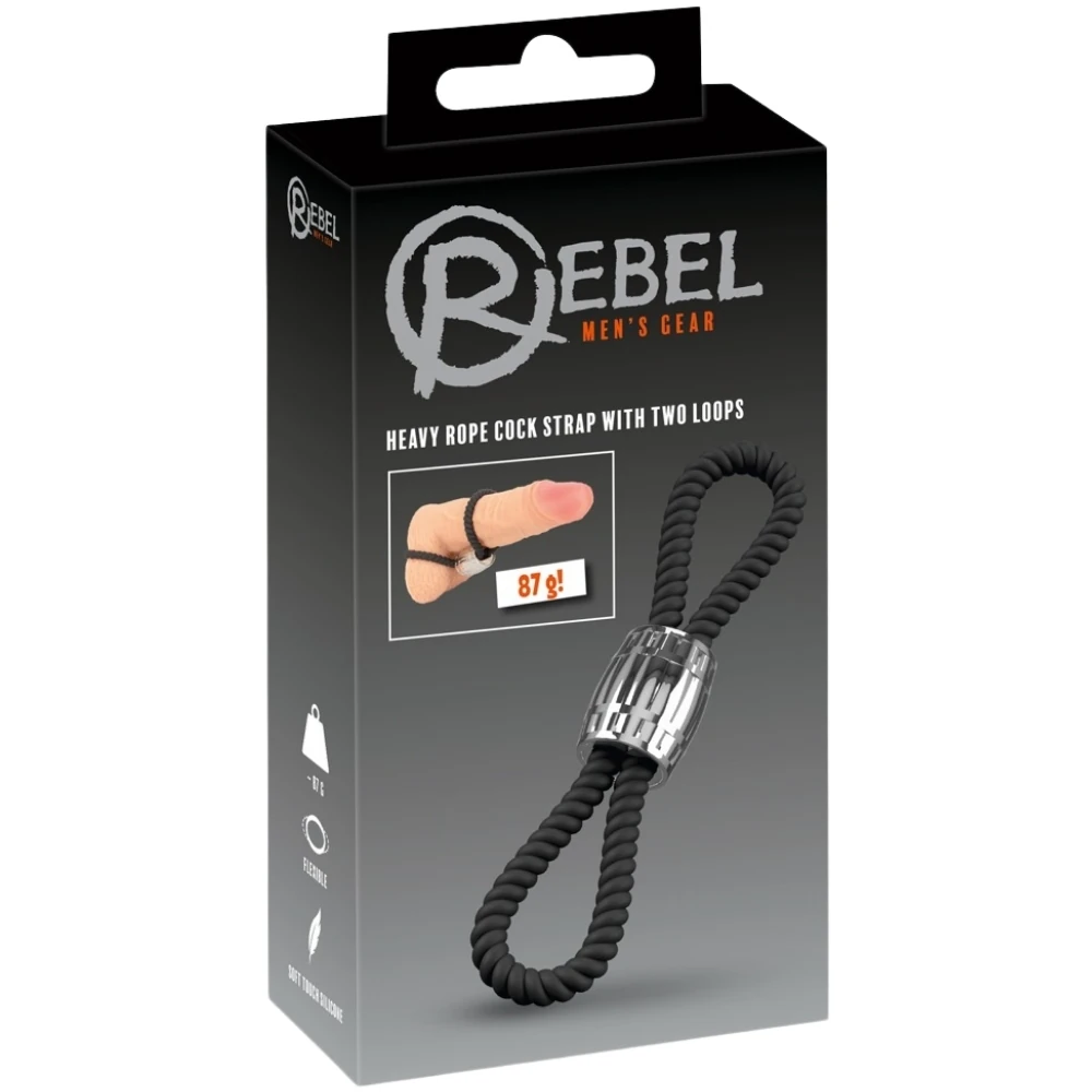Rebel Men's Gear Heavy Rope Cock Strap With Two Loops Penis Halkası