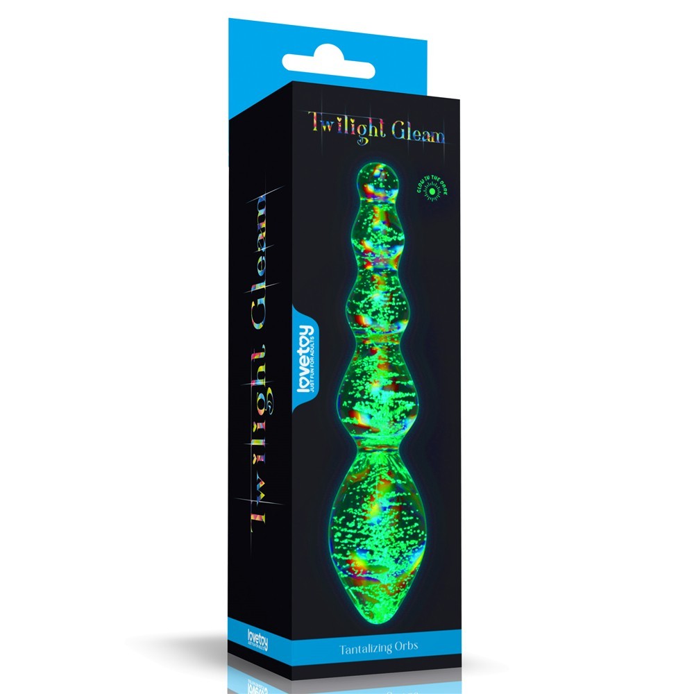 Lovetoy Glow-in-the-dark Twilight Gleam Glass Dildo-Tantalizing Orbs Cam Dildo LV610002