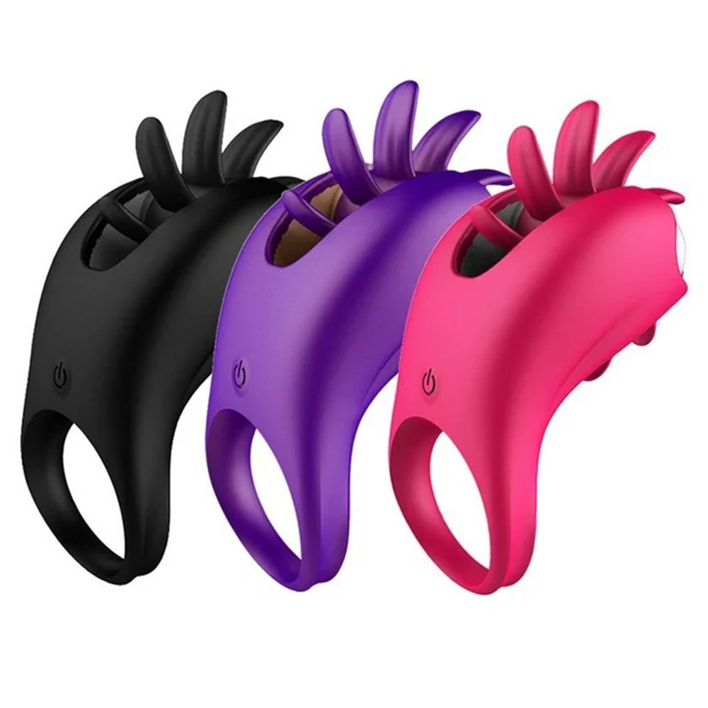bAŞKa Licking Cock Ring  Dönebilen Dil Hareketli Penis Halkası-Purple