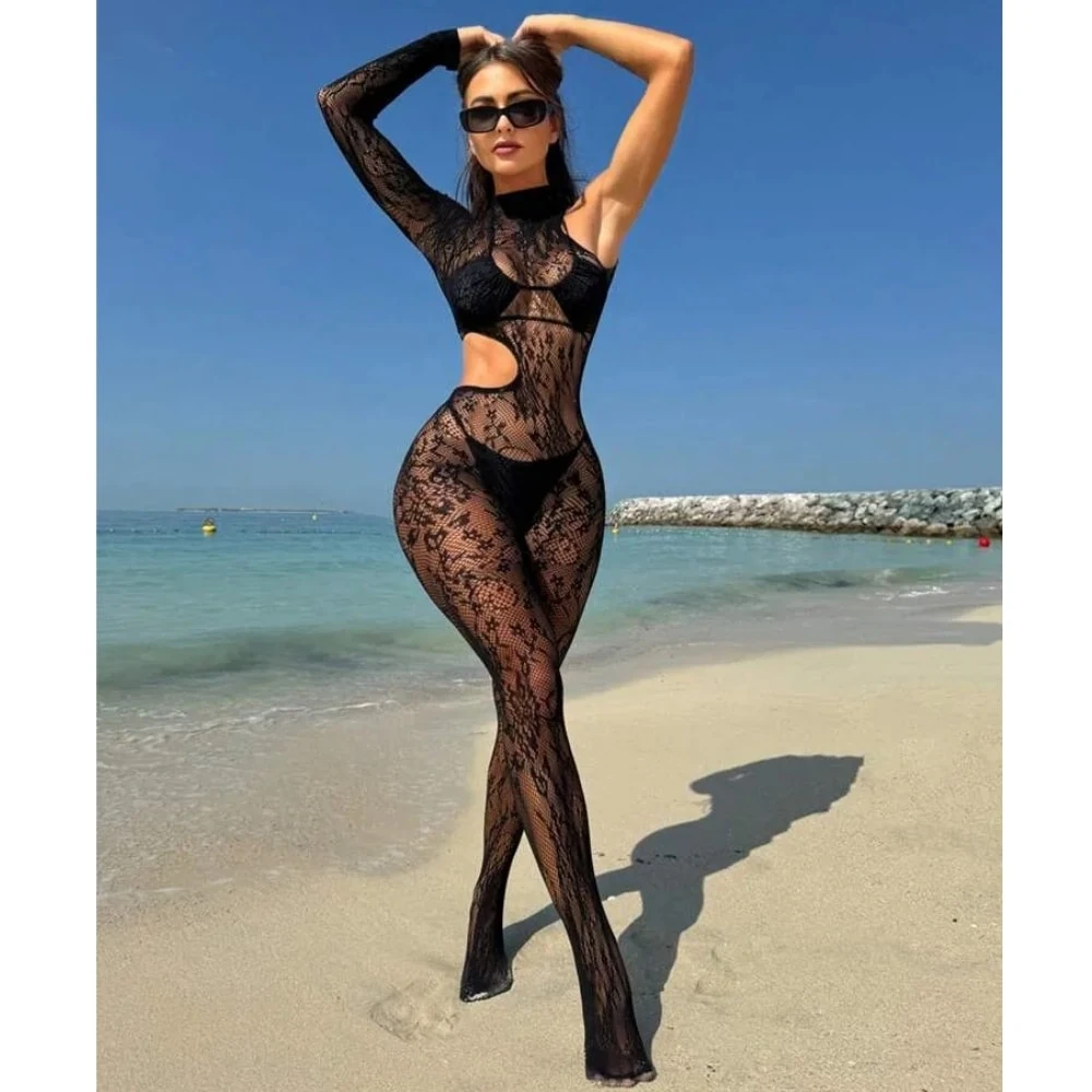 Başka Erotica Wear Tam Boy Dantelli Vücut Çorabı