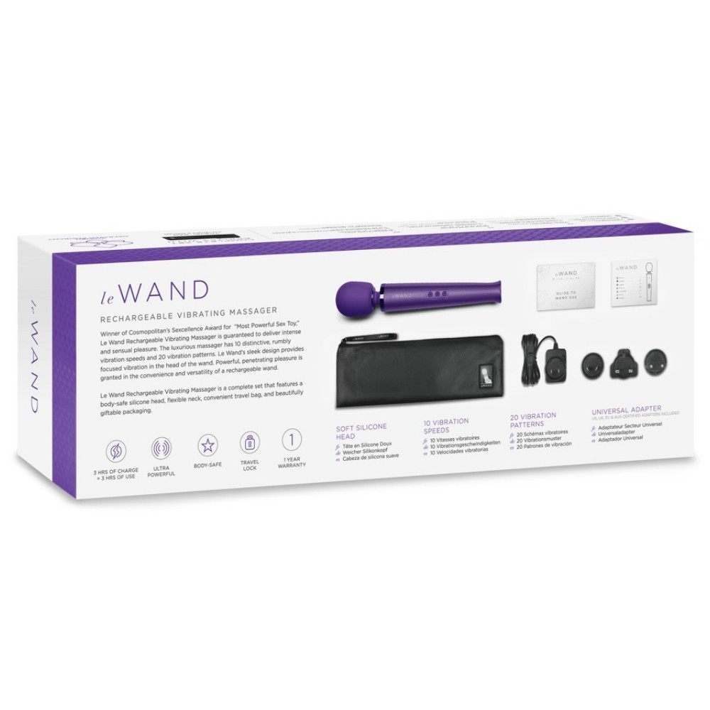 Le Wand Rechargeable Body Massager Masaj Wand Vibrator-Purple