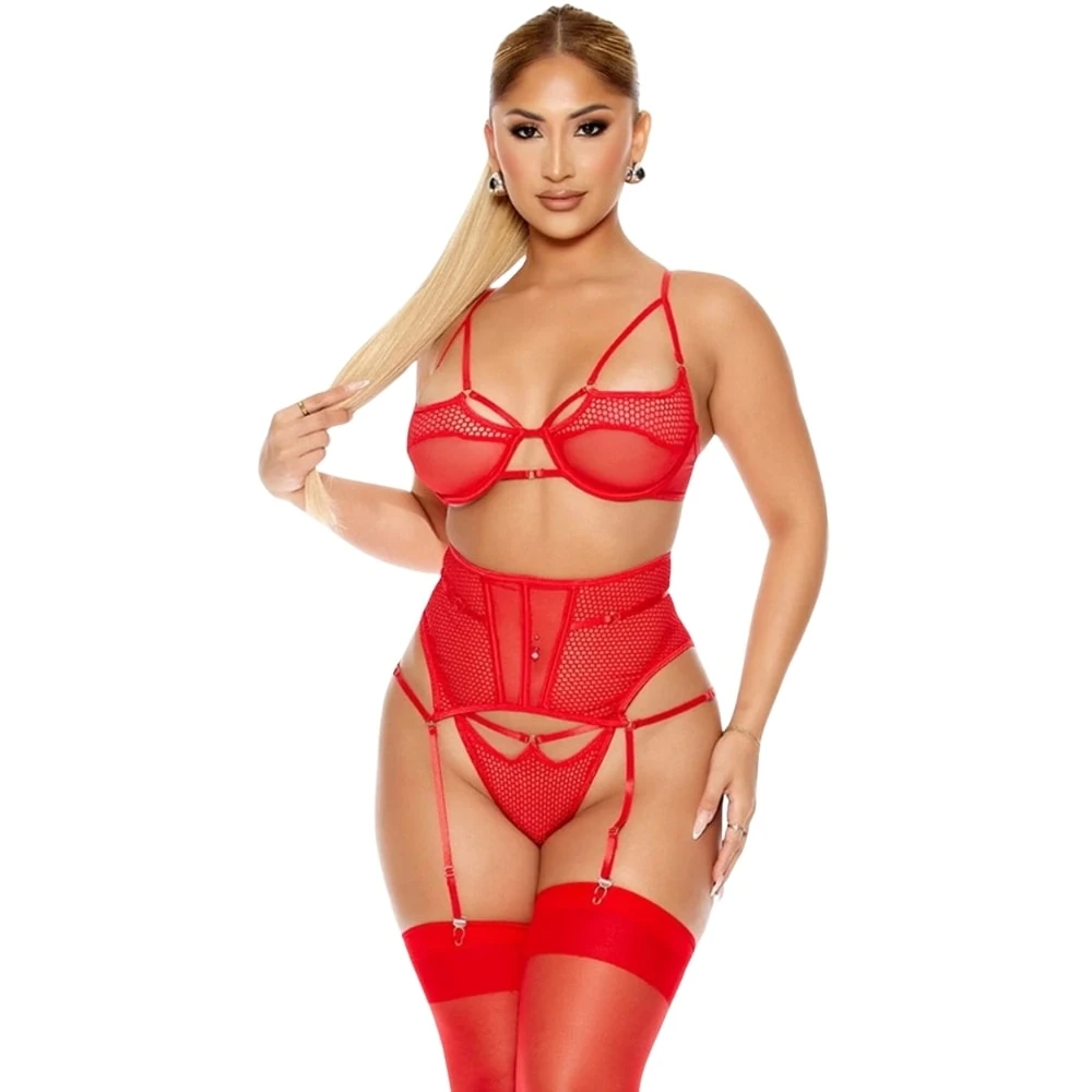 Başka Fantasy Wear Lingerie Dreams File Tül Jartiyer Takım
