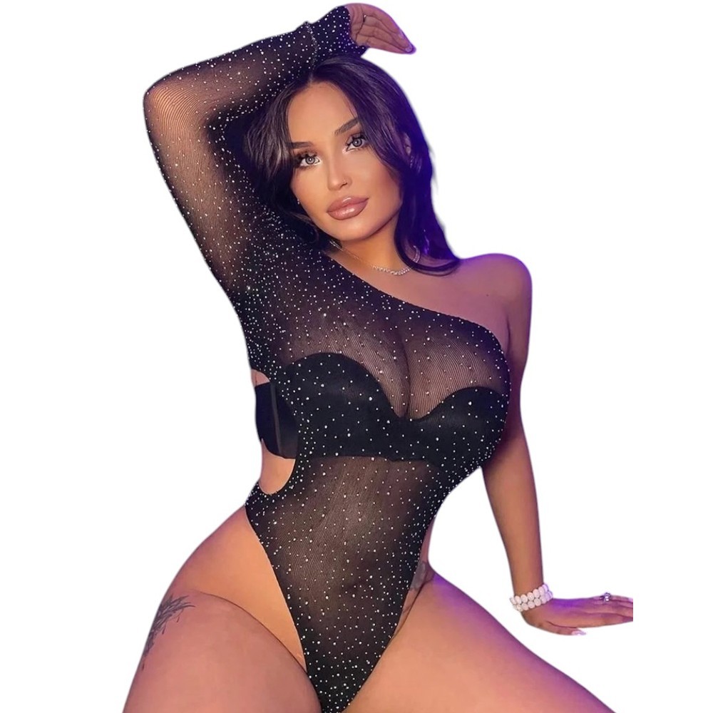 bAŞKa Vivaldy Creation Taşlı Bodysuit Vücut Çorabı-Siyah
