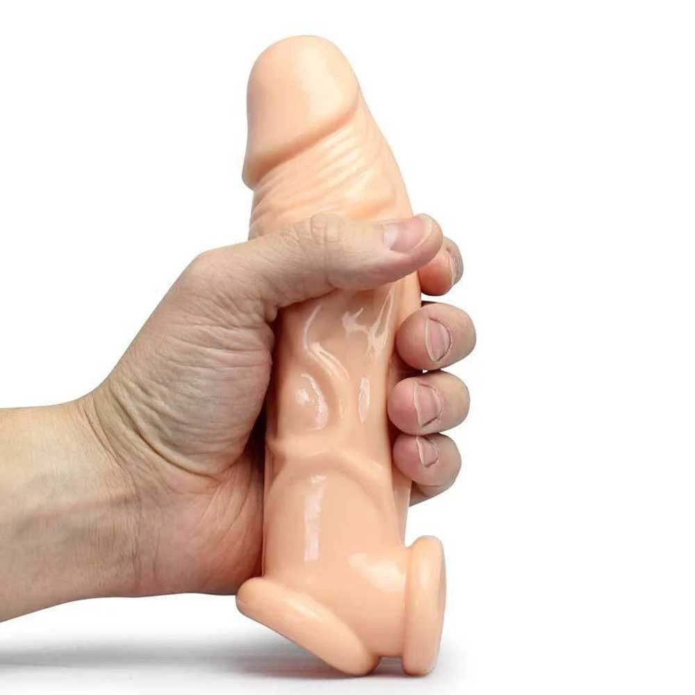 bAŞKa Softy Enlarger Penis Sleeve Gerçek Doku Testik Destekli Penis Kılıfı