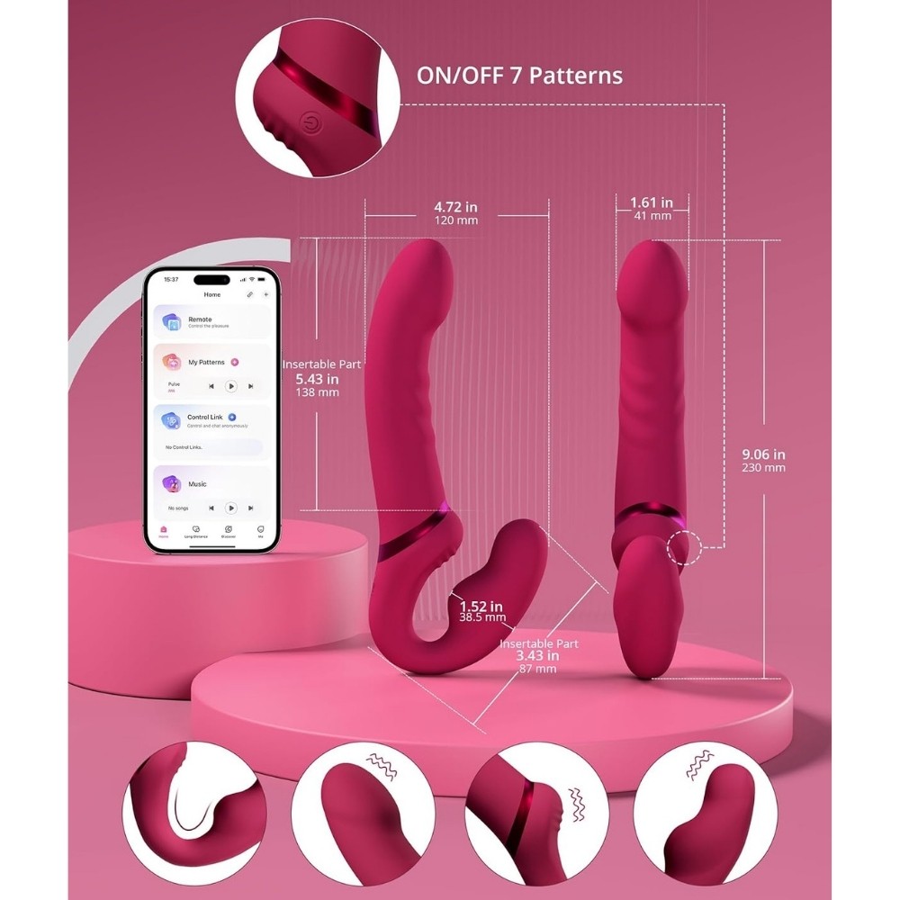 Lovense Lapis Telefon Kontrollü ve Titreşimli Strapless Strapon