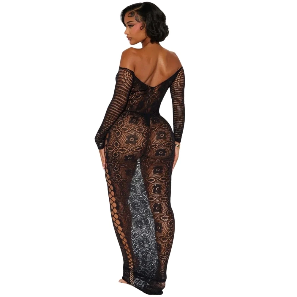 Başka Erotica Wear Özel Tasarım Dantelli Çicek Desenli Vücut Çorabı