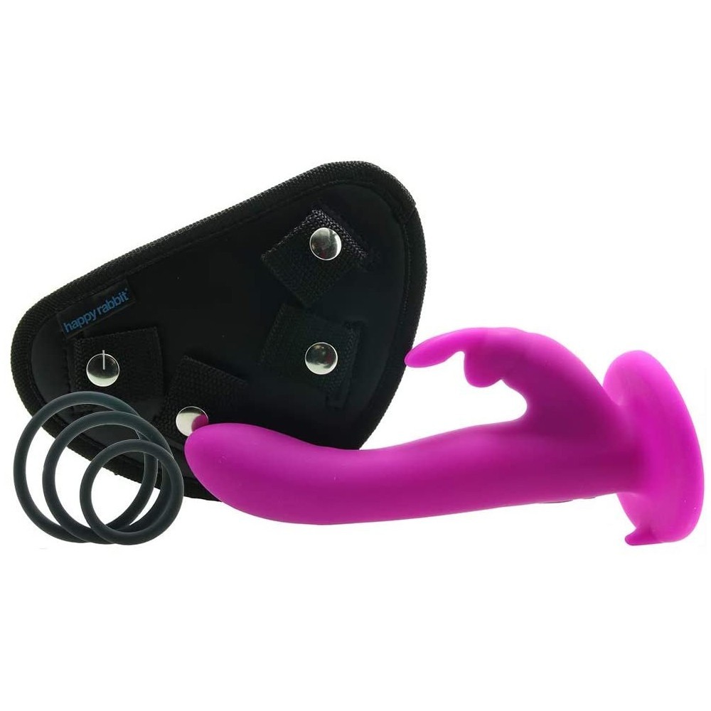 Happy Rabbit Rechargeable Vibrating Strap-On Harness Set Purple