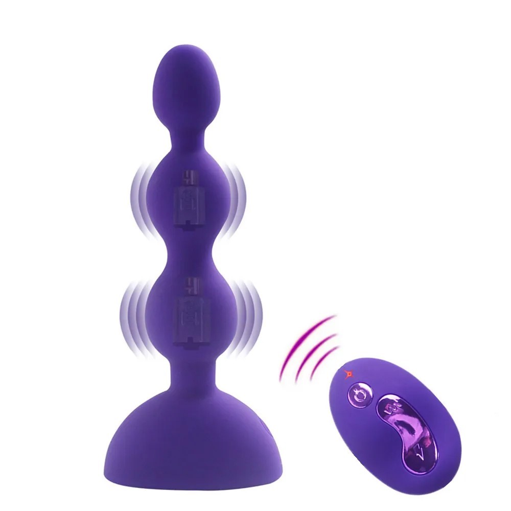 Aphrodisia Silicone Beads Uzaktan Kumandalı Boncuk Anal Vibratör-Purple