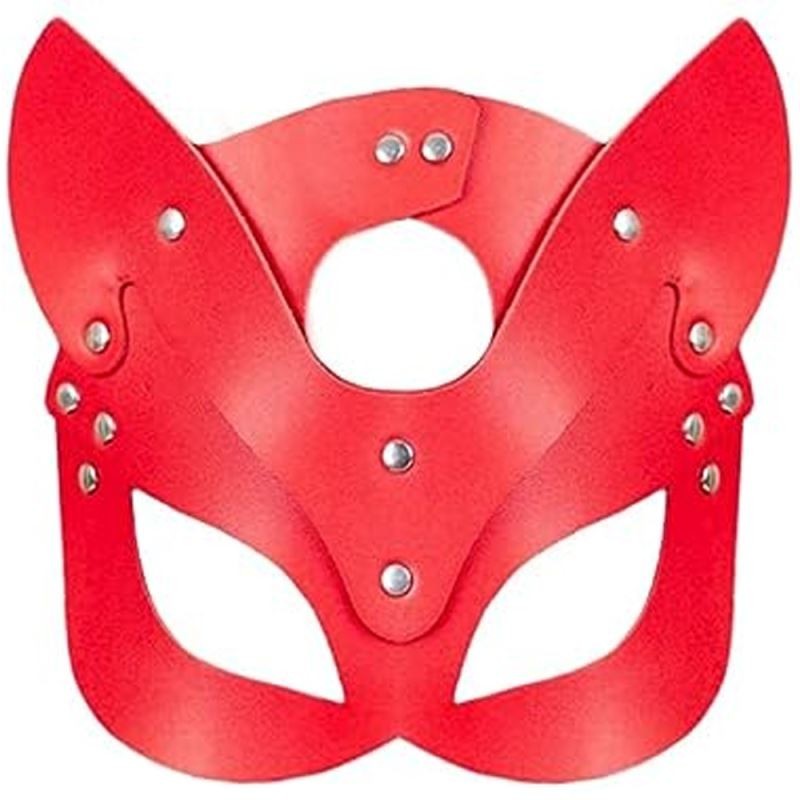 bAŞKa Fetish Fantasy Fetish Gear Cat Mask Kedi Kız Maskesi-Kırmızı