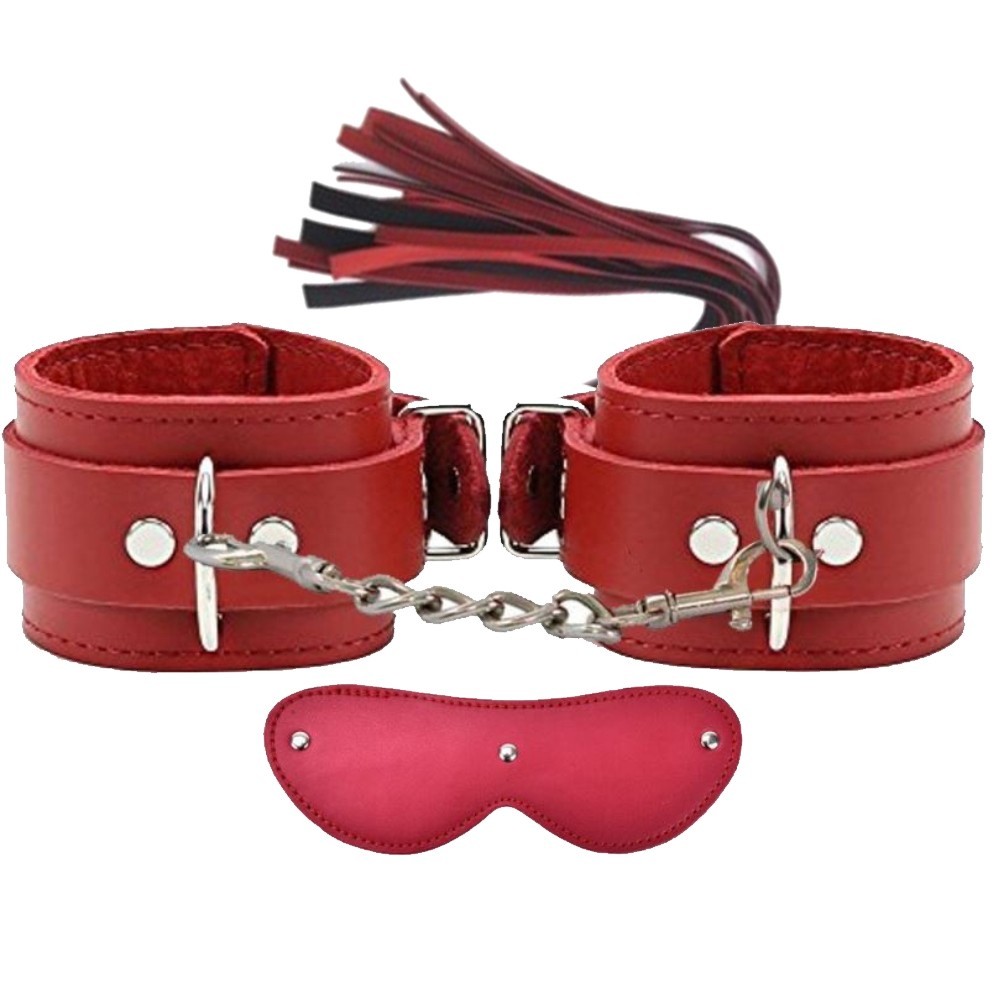 bAŞKa Fetish Fantasy Series Cuffs Red Deri Fetiş Pozisyon Kelepçe Seti