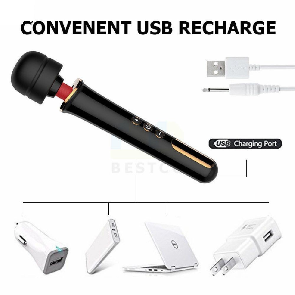 bAŞKa Magic Wand Sisi Massager Black Şarjlı Masaj Wand Vibratör