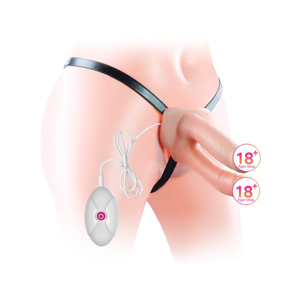 Lovetoy Vibrating Unisex Hollow Strap On Belden Bağlamalı Çift Taraflı Penis LV3006